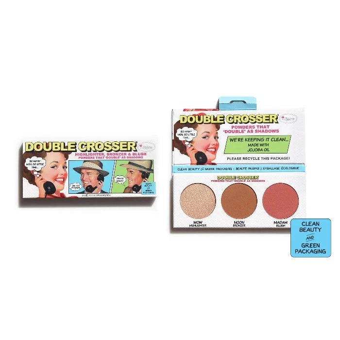 THE BALM DOUBLE CROSSER HIGHLIGHTER, BRONZER, BLUSH - 8.5G | ذا بالم باليت للخدود - 8.5 غرام