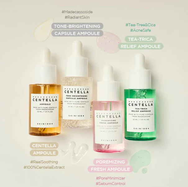 SKIN1004 MADAGASCAR CENTELLA AMPOULES SET - 4PCS - 30ML | سكين1004 مجموعة سيرومات سنتيلا - 4 قطع - 30 مل - الصورة 2