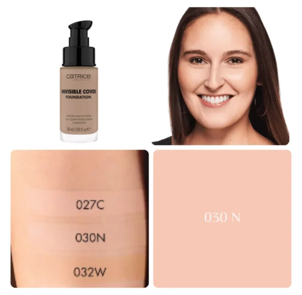 ⁦CATRICE INVISIBLE COVER FOUNDATION - 30ML | كاتريس كريم أساس بتغطية مخفية - 30 مل⁩ - الصورة ⁦7⁩